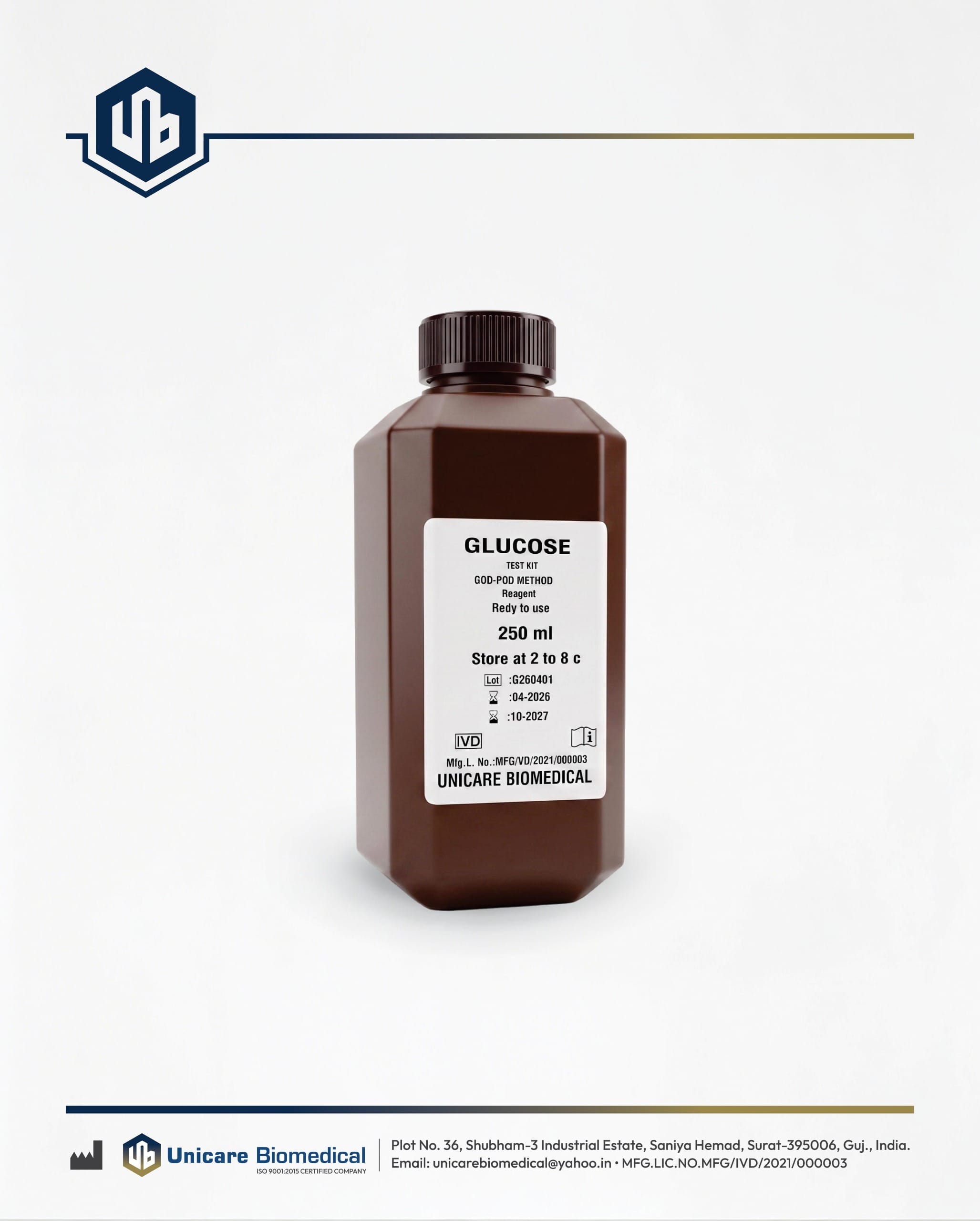 Glucose Test Kit by Unicare Biomedical for clinical chemistry kits in Surat Gujarat India view 1