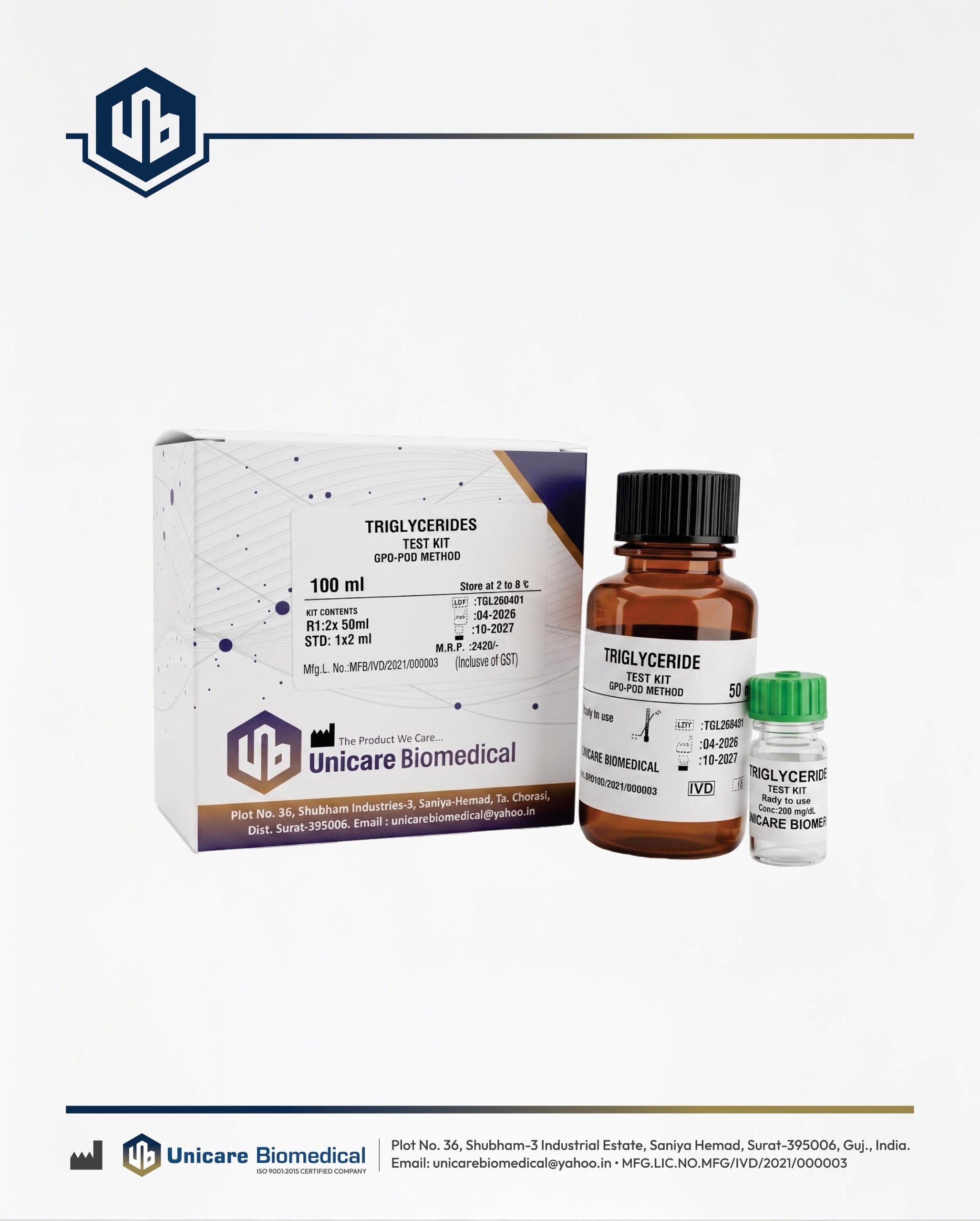 Triglycerides Test Kit by Unicare Biomedical for clinical chemistry kits in Surat Gujarat India view 1