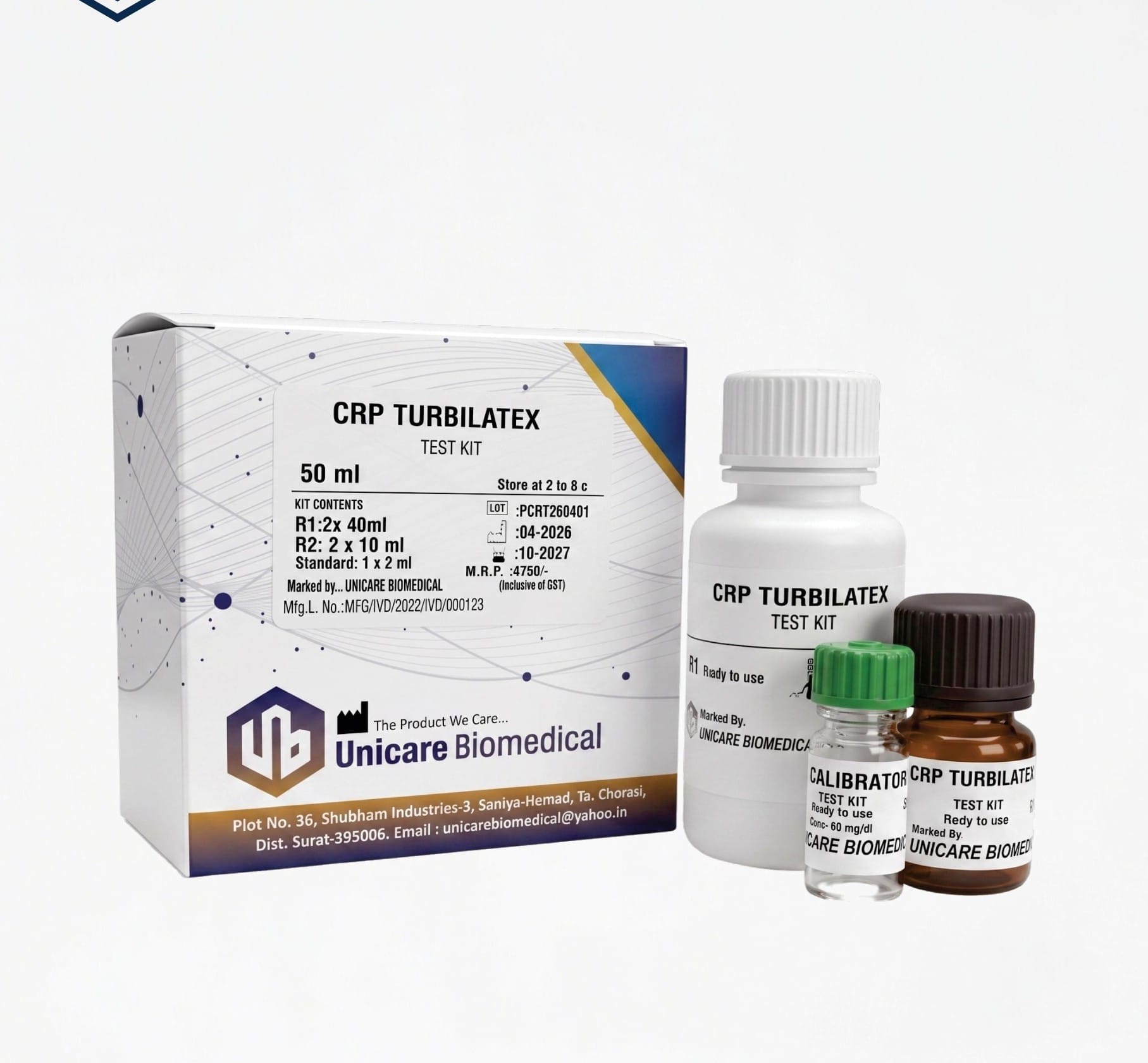 CRP Turbilatex Test Kit by Unicare Biomedical for specialty diagnostics in Surat Gujarat India