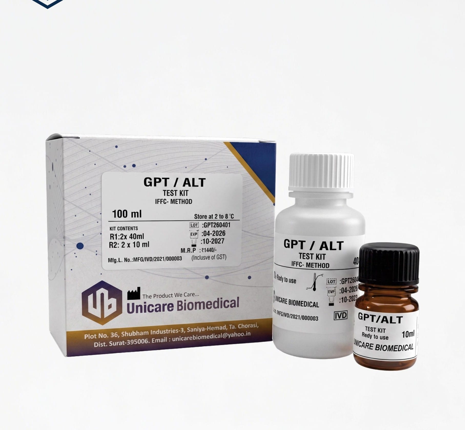 GPT / ALT Test Kit by Unicare Biomedical for clinical chemistry kits in Surat Gujarat India
